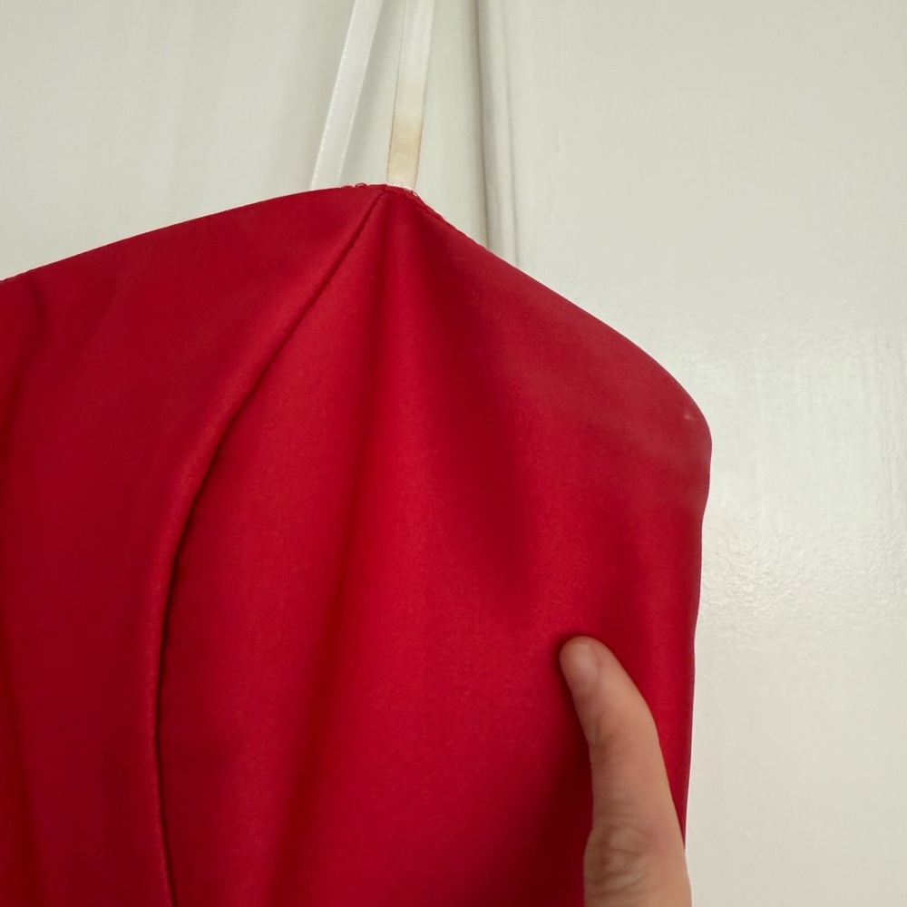 Betsy & Adam Red Strapless Princess Gown - Picture 9 of 13